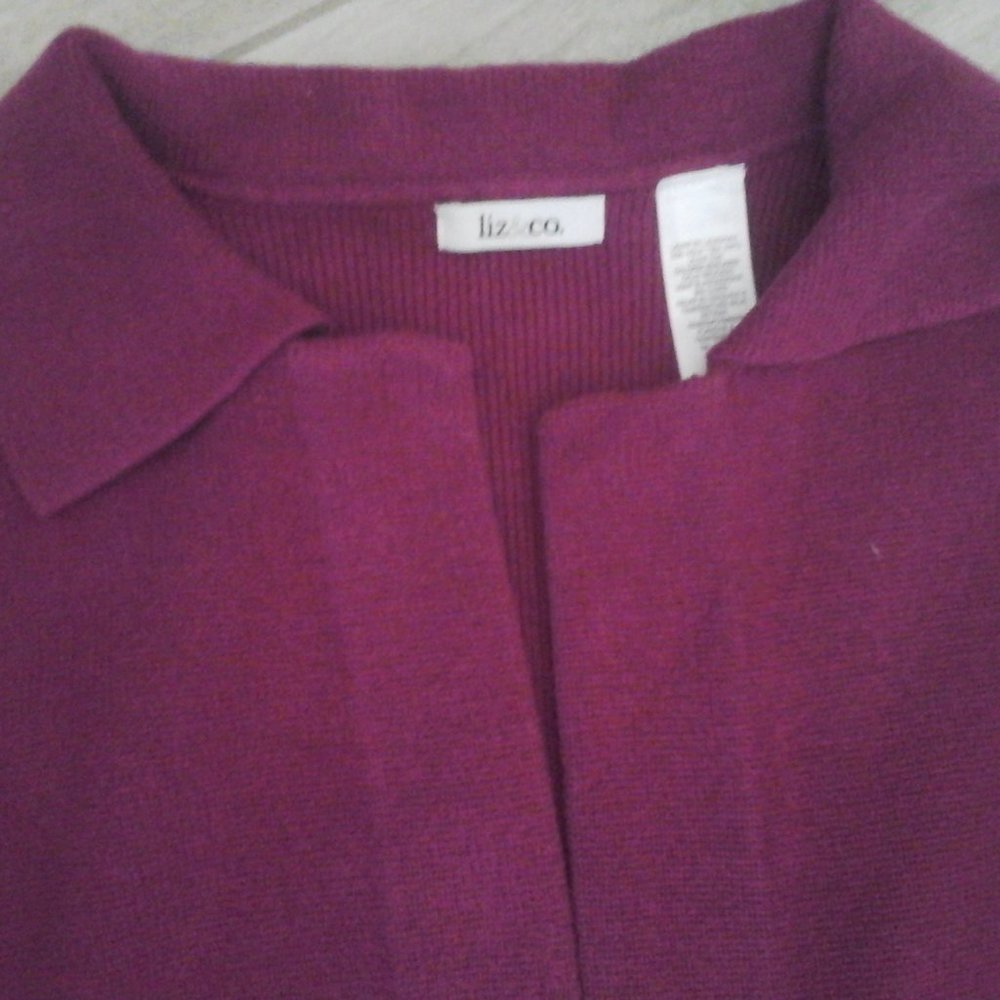 Liz & Co Raspberry Open Front Cardigan Sweater Ja… - image 3